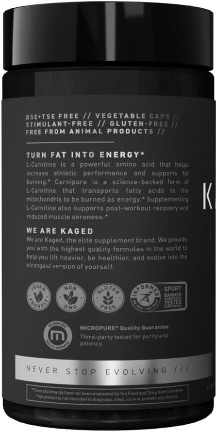 Kaged Muscle Premium L-Carnitine 500mg | Stimulant-Free for Men & Women |  Supports Muscle Recovery & Soreness Reduction | 250 Veggie Capsules | Buy  Now with Express International Delivery