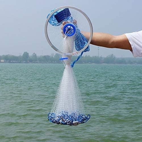 Hand Throw Fishing Net Portable Cast Net With Aluminum Rings Heavy