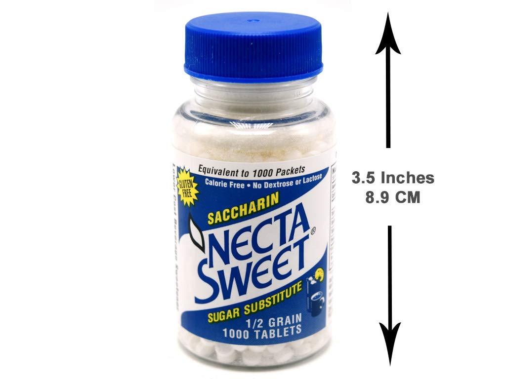 Necta Sweet Saccharin Tablets, 1/2 Grain, 1000 Tablet Bottle (Pack of 2)