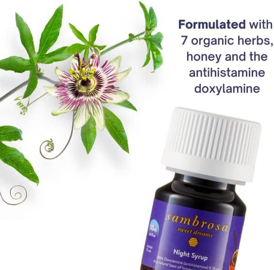 Sambrosa Sweet Dreams Night Syrup Non Habit Forming Syrup for Better Sleep Doxylamine in