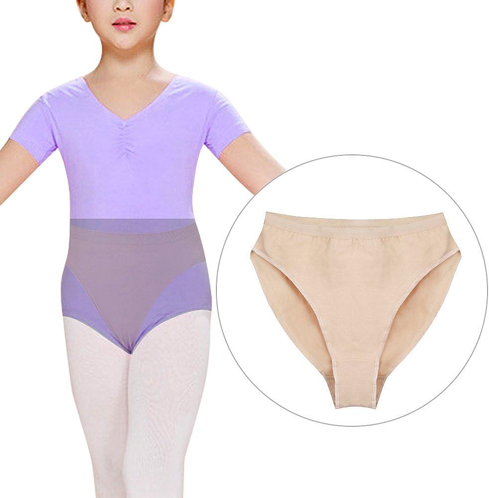 EASTBUDDY 3 Pack Dance Ballet Briefs Girls Women Cotton Gymnastics High Cut Dance  Underwear Skin Color Child140