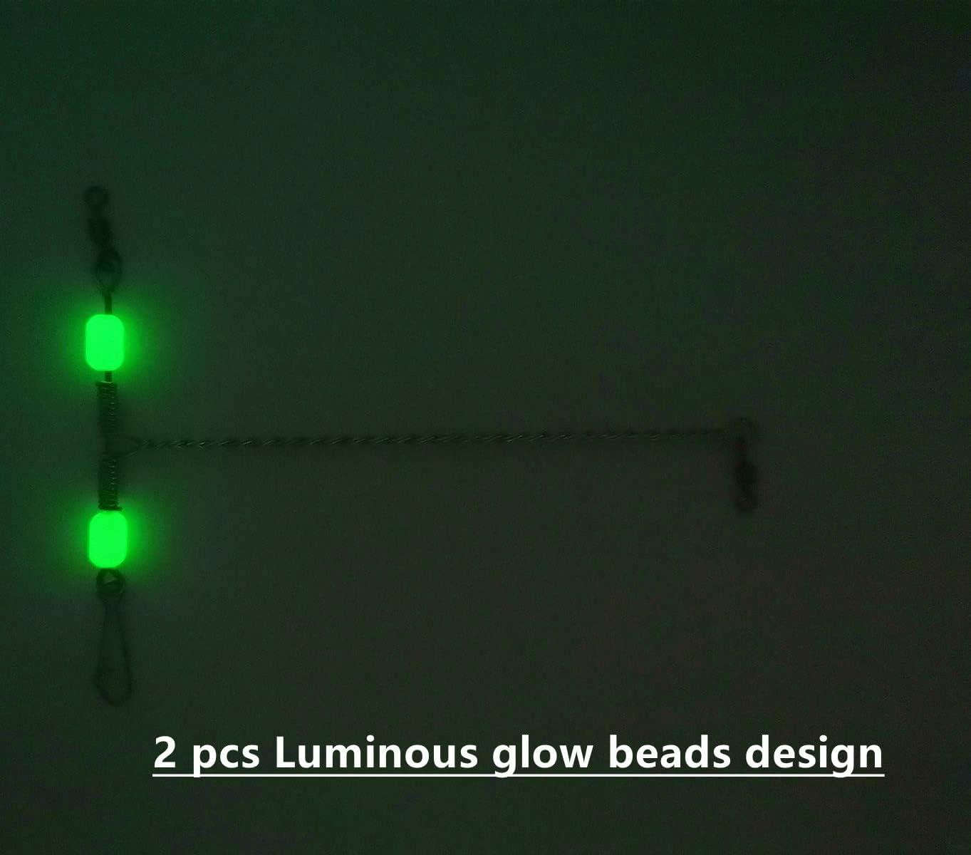 10Pcs Stainless Steel Fishing Lures Wire Leader Trace with Snap & Luminous  Glow Beads Fishing Rigs Leaders Fishing Line Tackle