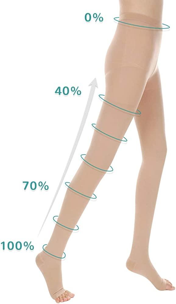 Medical Compression Pantyhose Stockings for Women Men - Plus Size Opaque  Support