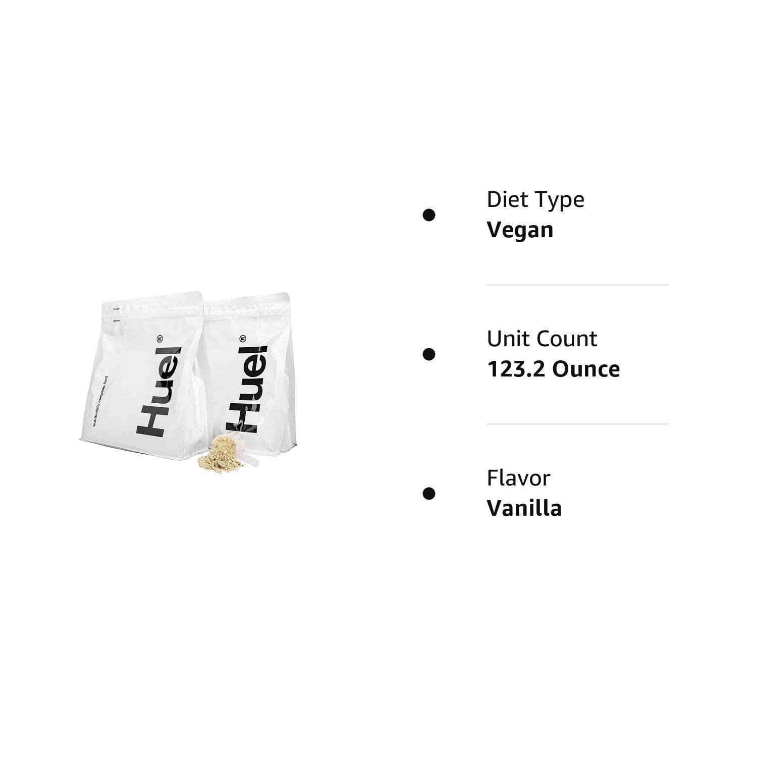 Huel Vanilla Flavor Nutritionally Complete Food Powder - 100% Vegan  Powdered Meal (2 Pouches - 7.7lb - 28 meals)