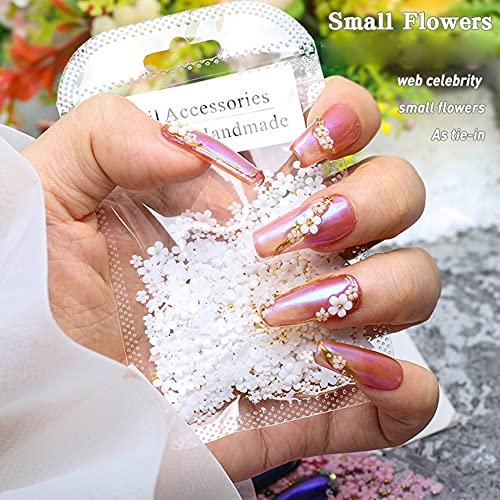 3D Flower Caviar Beads Nail Art Decals Charms for Nails, White