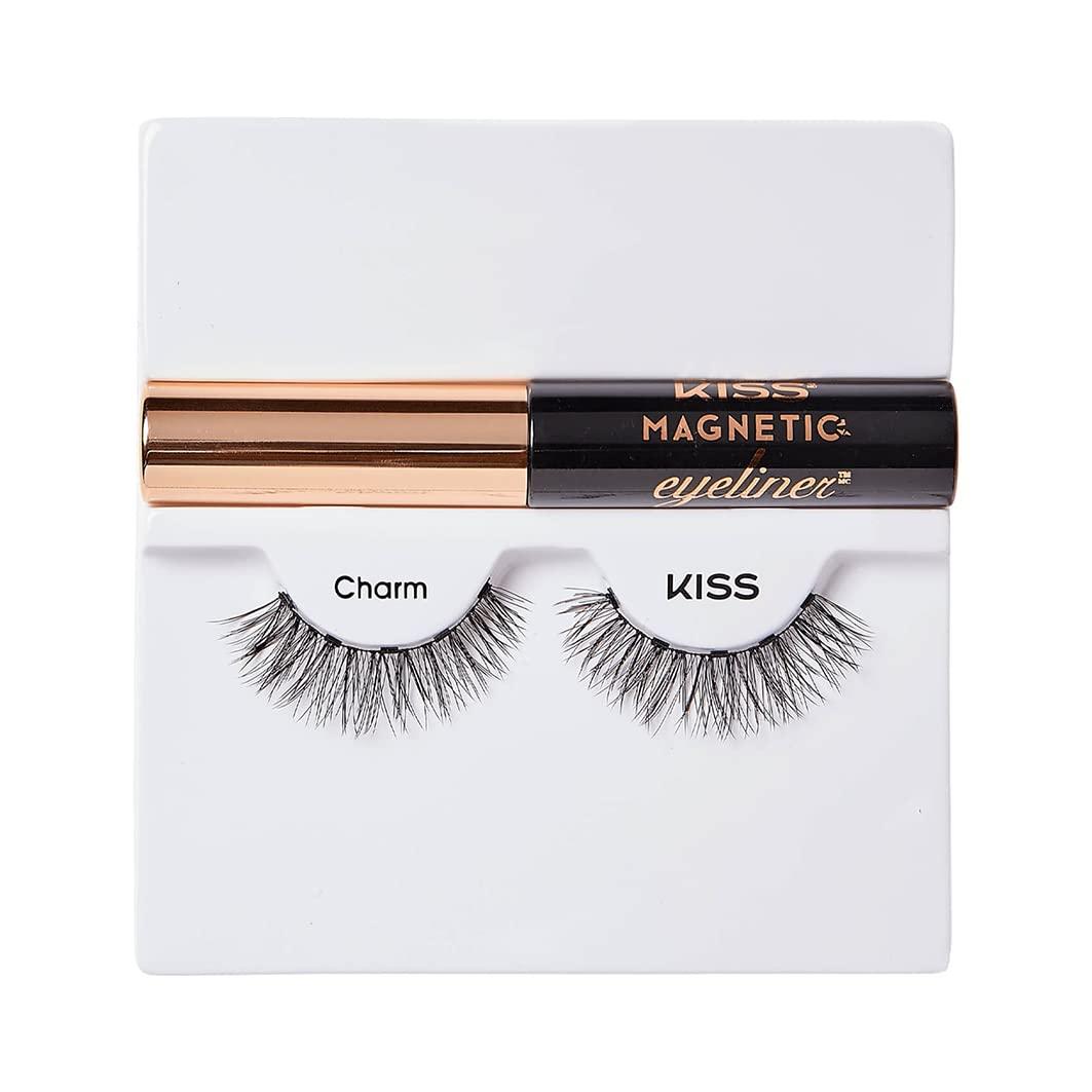 KISS Eyeliner & Lash Kit, Charm, 1 Pair of Synthetic False
