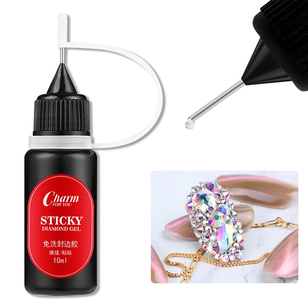 2pcs Rhinestone Glue for Nails Transparent Nail Diamond Glue Gel with Pen  Tip Super Strong Adhesive Filler Sealing Glue for Caulking Glue Decoration  Filling Gem Crystal Jewelry