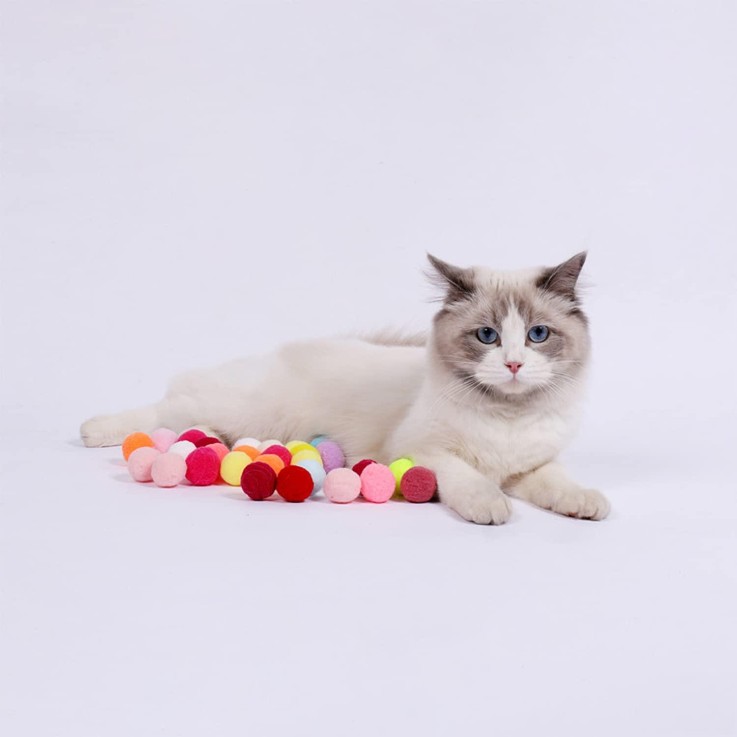 thumbnail image 2 of WishLotus 30Pcs Soft Cat Balls, 3CM Cat Pompoms Colorful Cat Toys For 2 of 12