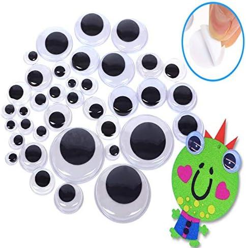 Vivixin 730pcs Self Adhesive Wiggle Googly Eyes, Black Plastic Googly Eye  for Crafts, Wobbly Googly Eyes, Large and Small Assorted Sizes Sticker Eyes  for DIY
