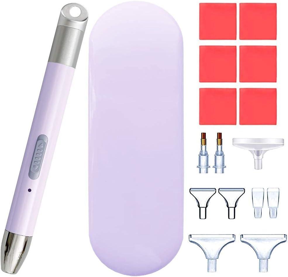 Tiktoy LED Diamond Art Pens with Light 5D Diamond Painting Tools  Rechargeable Light Pen Art Accessories and Tools Kits with 2 Light Modes  Glue Clay Storage Case for Adults DIY Arts Crafts-Purple