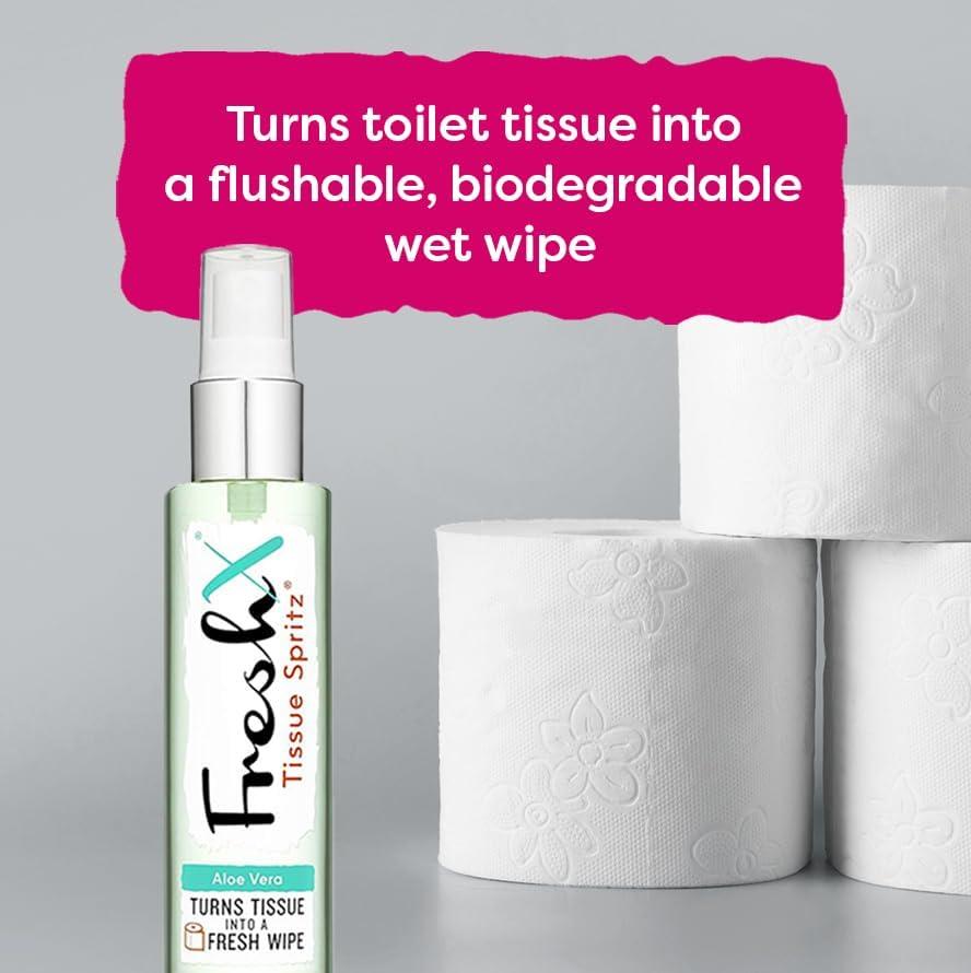 FreshX Toilet Paper Spray | Tissue Spritz Turns Toilet Paper Into 200 Moist  Wipes | Flushable Wet Wipe Alternative (Aloe & Cucumber) Aloe Vera | Buy  Now with Express International Delivery | GoSupps.com