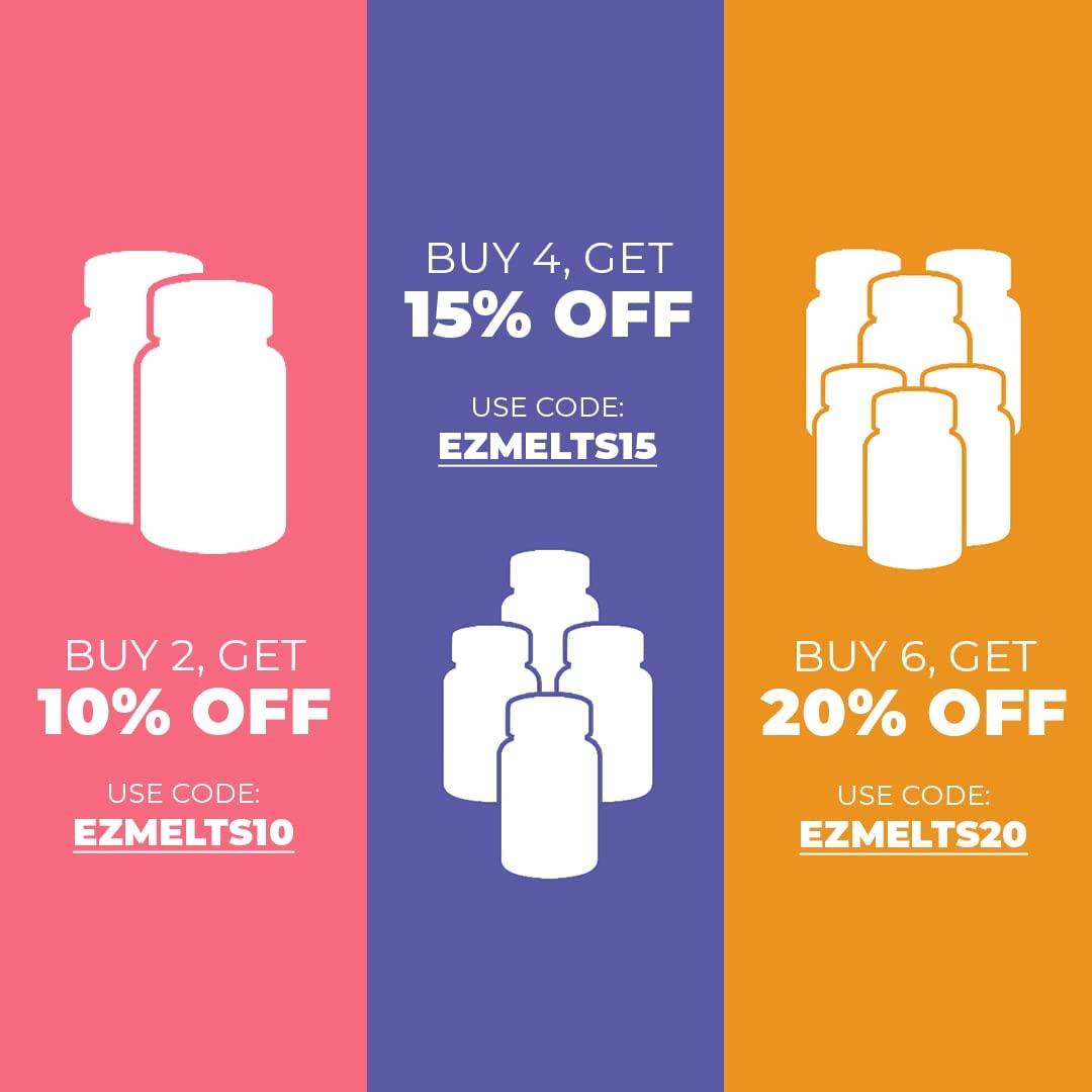 EZ Melts B1 Thiamine 25mg Immune Support Sublingual Vegan Tablets