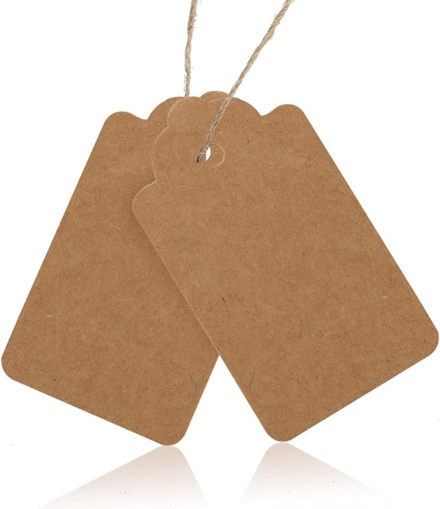 200 Kraft Paper Tags with Jute Twine, 2 Colors Heart Kraft Paper Gift Tags  for Gifts Arts and Crafts, Wedding Thanksgiving Christmas ect