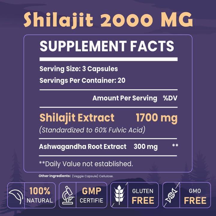 100% Shilajit Gold 1000mg Fulvosäure Extrem Stark, Ausdauer