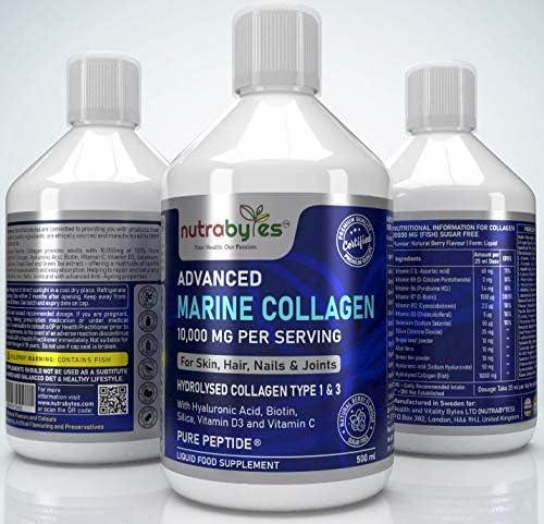 Marine Collagen Type 1&3 Biotin 10000mcg 2 Bottles | Hyaluronic Acid Vitamins Minerals Botanicals 2432mg Serving Hydrolyzed High Strength Peptides Supplement Skin Hair Nails 2 - View #3