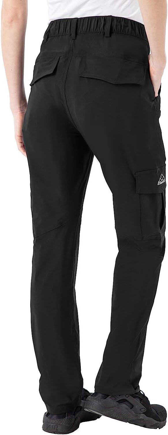 Rdruko Women's Hiking Cargo Pants Water-Resistant Quick Dry UPF 50+ Travel  Camping Work Pants Zipper Pockets 01 Black Large