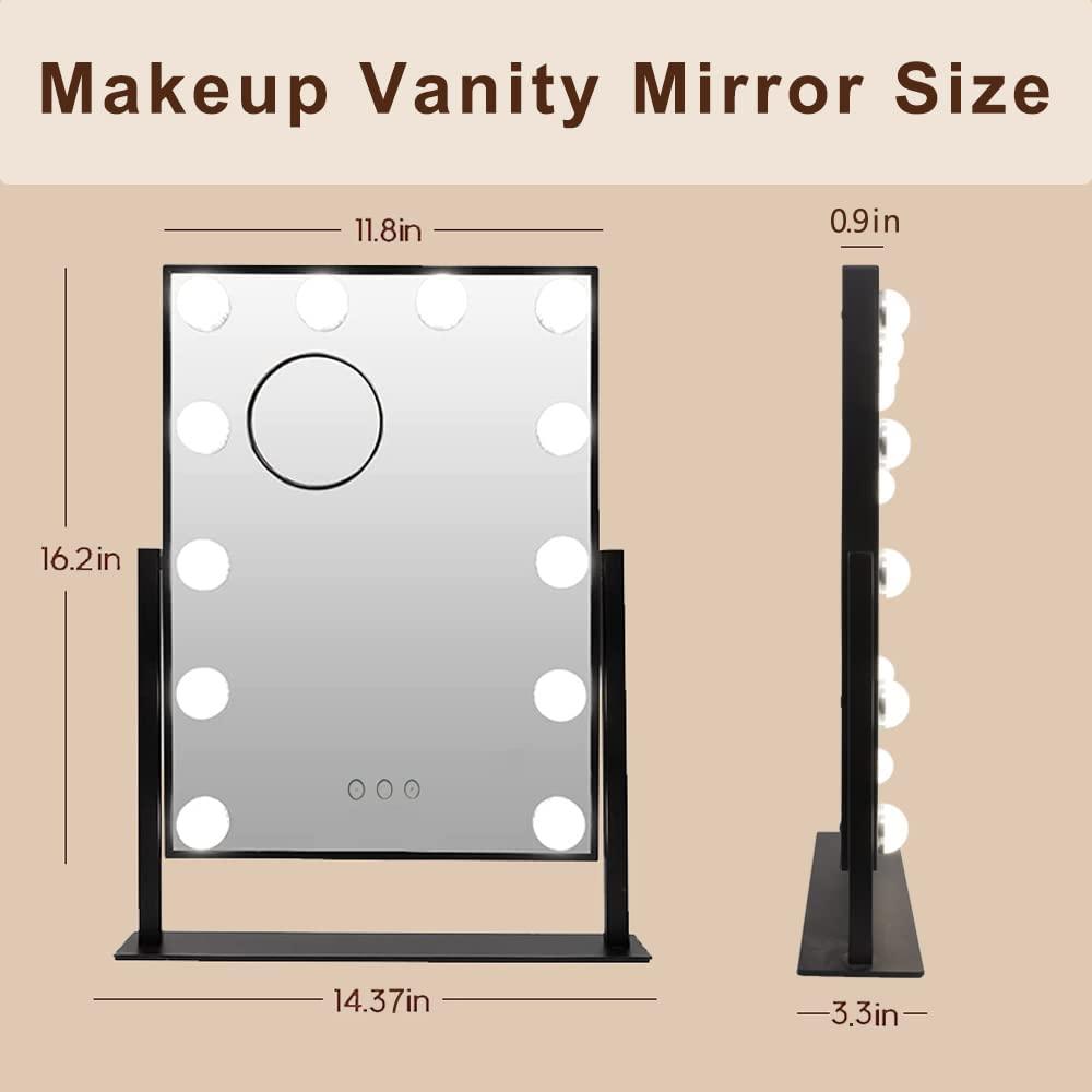MISAVANITY Rotating Makeup Vanity Mirror with Lights and 3 Color Modes