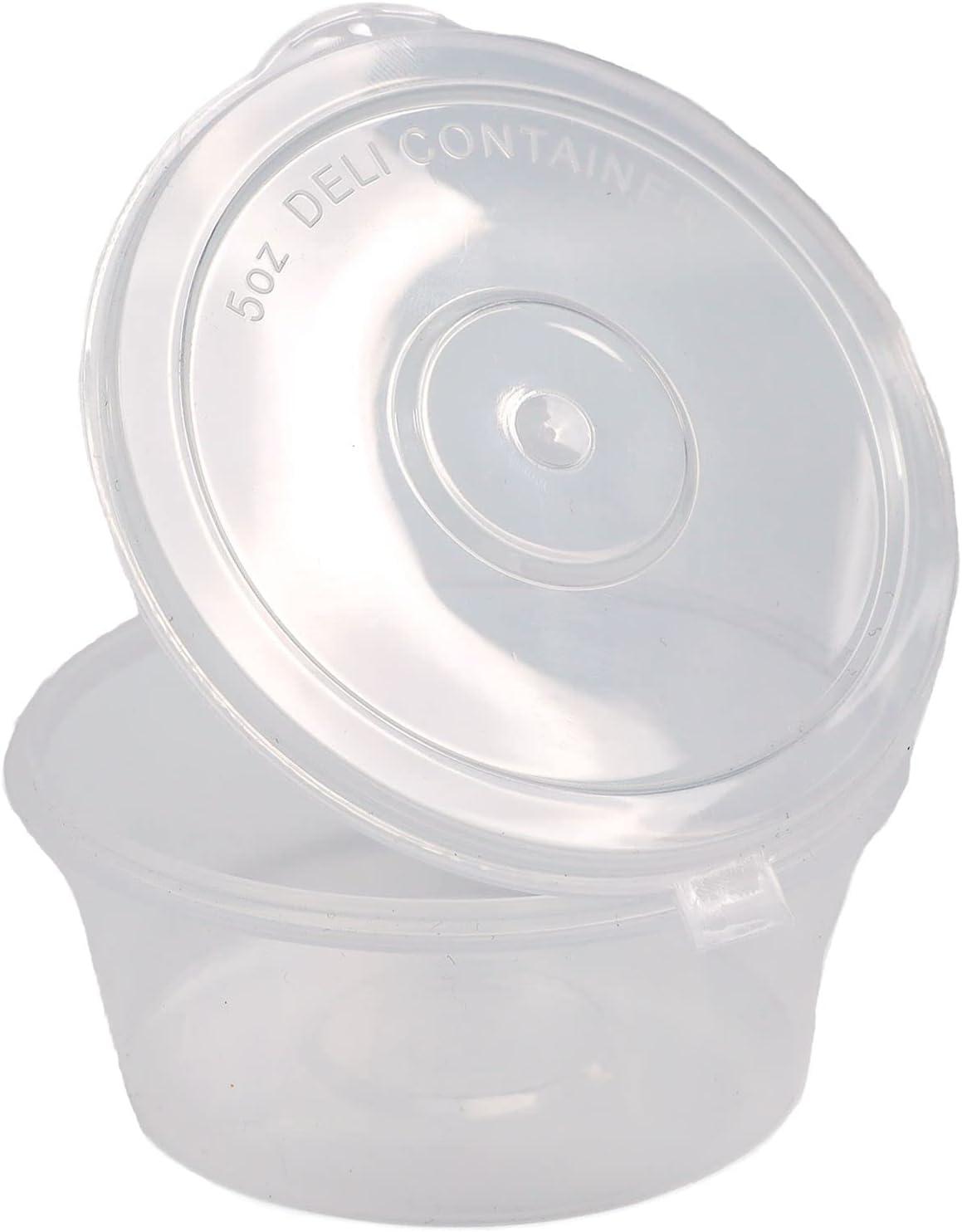 NRlinX 50 Sets 5 oz. Plastic Condiments Containers with Hinged Lids