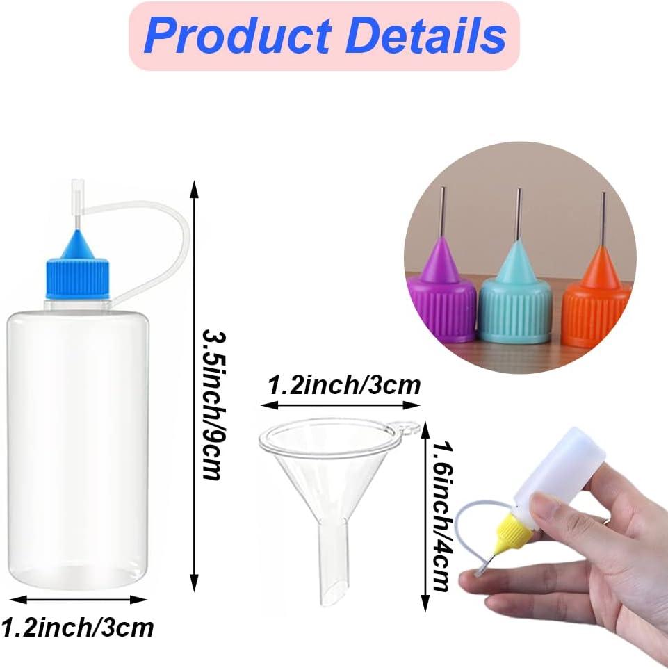 Qyyiguf 30pcs 30ml/1oz Precision Tip Applicator Bottle Translucent Glue  Bottles with Multicolor Lid and 6 Mini Funnels 6 Color Mini Squeeze Bottles  for DIY Quilling Tools Acrylic Painting Craft Art