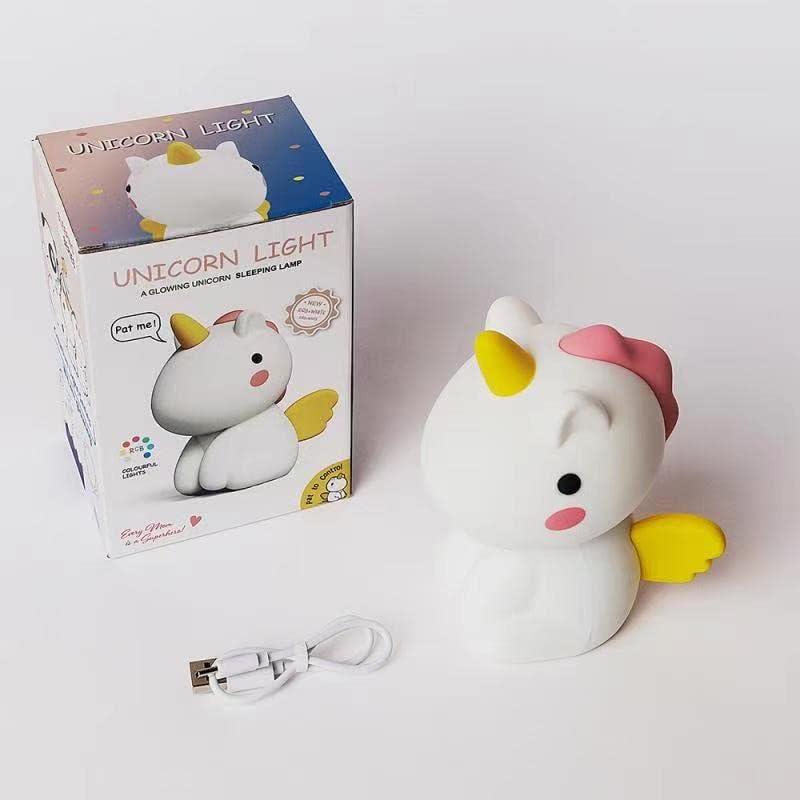 Silicone Unicorn Night Light, USB Rechargeable LED Lamp With 7