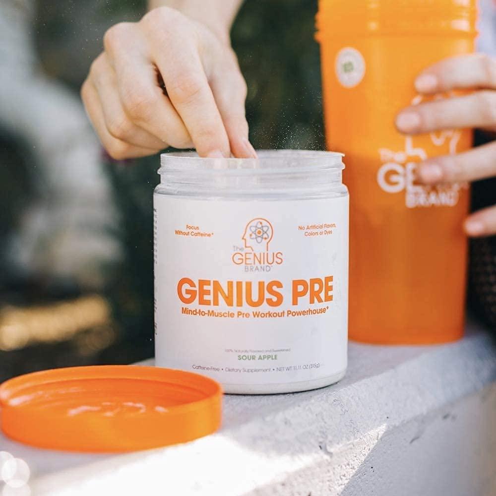 Genius Pre Workout Powder Sour Apple Flavor 20 Servings Boost