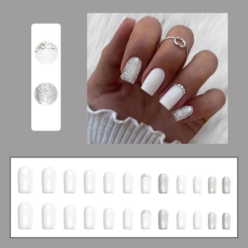 Makeup | Ivory White Press On Nails Medium Squareopaque Nude White Fake  Nails With Gel | Poshmark