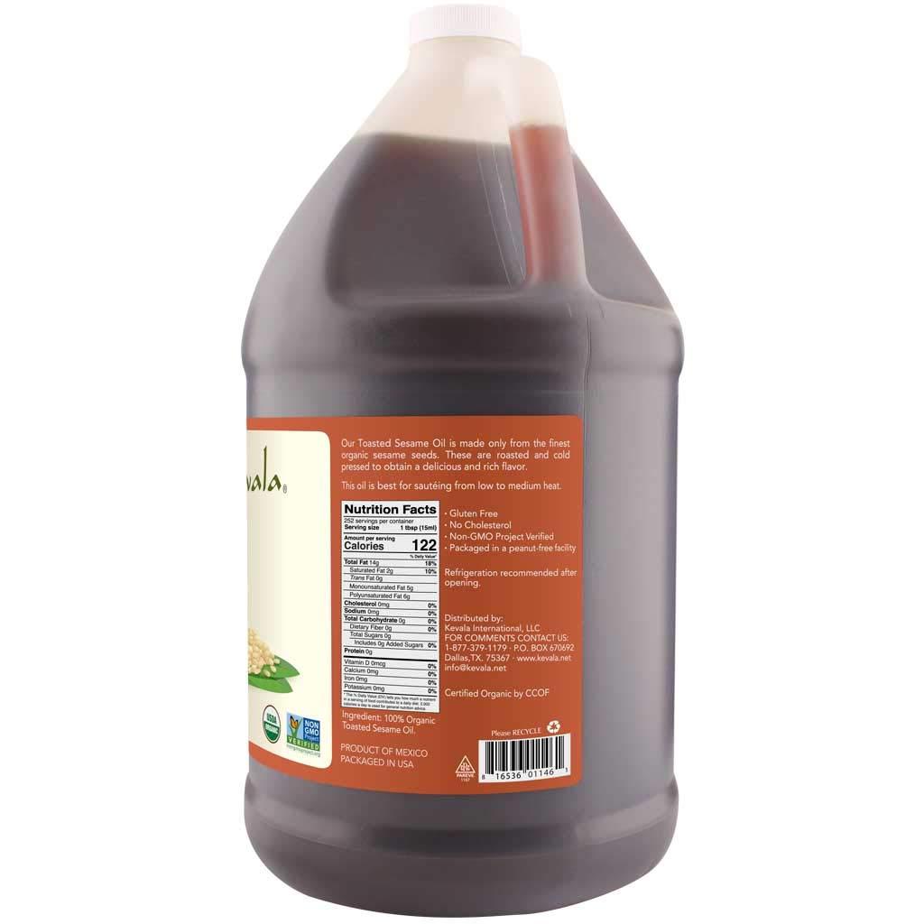 Kevala Organic Toasted Sesame Oil, 1 Gallon (128 Fl Oz)
