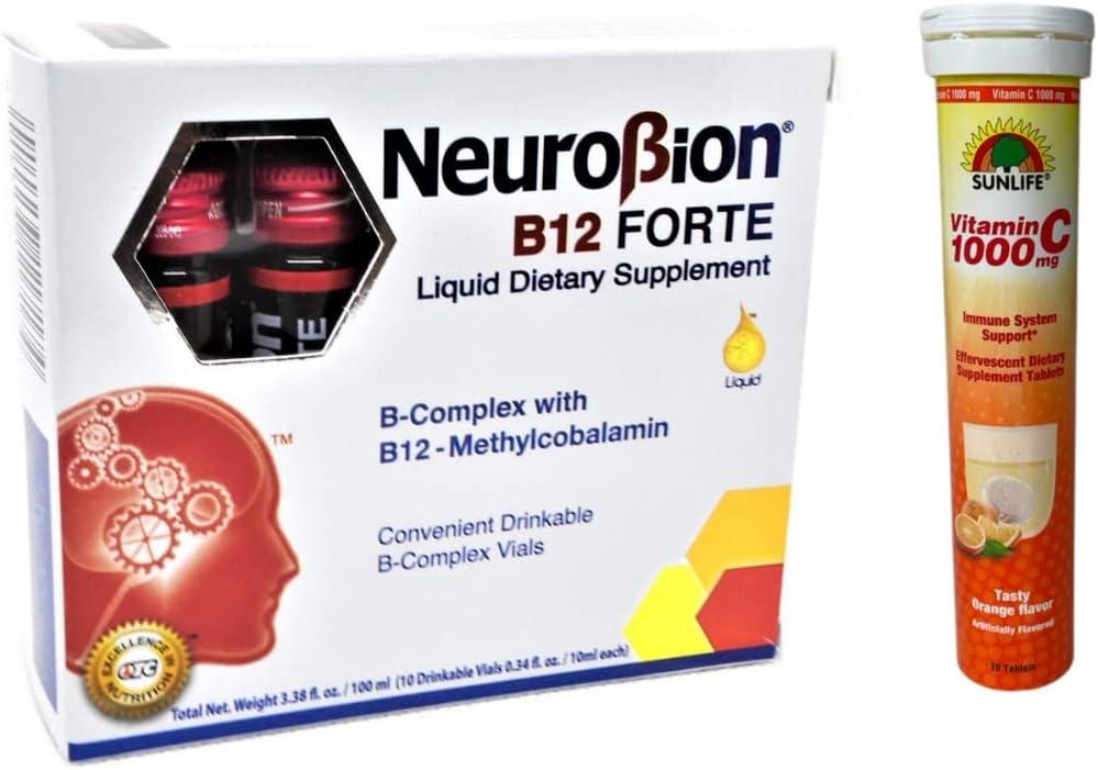 Neurobion B12 Forte Liquid Dietary Supplements 10 viales + Sunlife