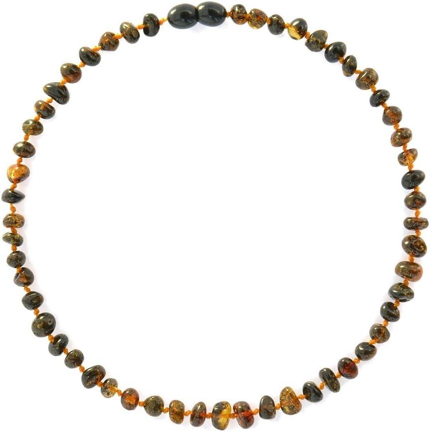 12.5 or 14 inch Baltic Amber Necklace Polished Cherry & Green Jade