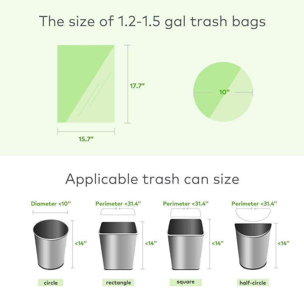 1.2 Gallon Small Trash bags Biodegradable Mini Bathroom Garbage Bags Fit  4.5 Liter Trash-Can-Liners for Bathroom Kitchen Office (150 Counts,Green)