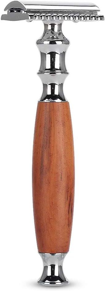 Classic Men's Vintage Dual Blade Razor - Anti-Slider Wood Grip Fits All ...