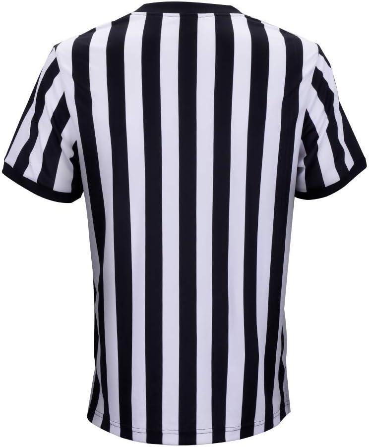  Crown Sport Goods, Men's Official Black & White Striped Referee/Umpire  Jersey, Pro-Style Uniform