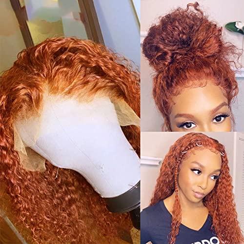 CENHIEE Orange Human Hair Wig Ginger Curly Short Bob Deep Wave Lace Front  Human Hair Wigs 13X6X1 T Part Lace Human Hair Wigs With Baby Hair Brazilian  Preplucked 150 Remy (10 inch)
