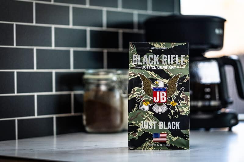 Black Rifle Coffee Just Black Medium Roast Ground Coffee 12 oz Bag Cocoa & Vanilla Aroma