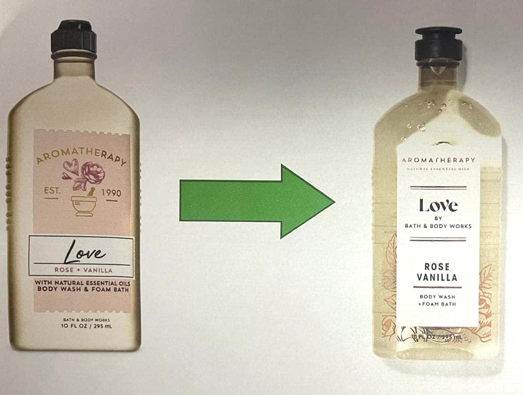 Bath & Body Works 2 Pack Aromatherapy Love , Rose & Vanilla Shower Gel