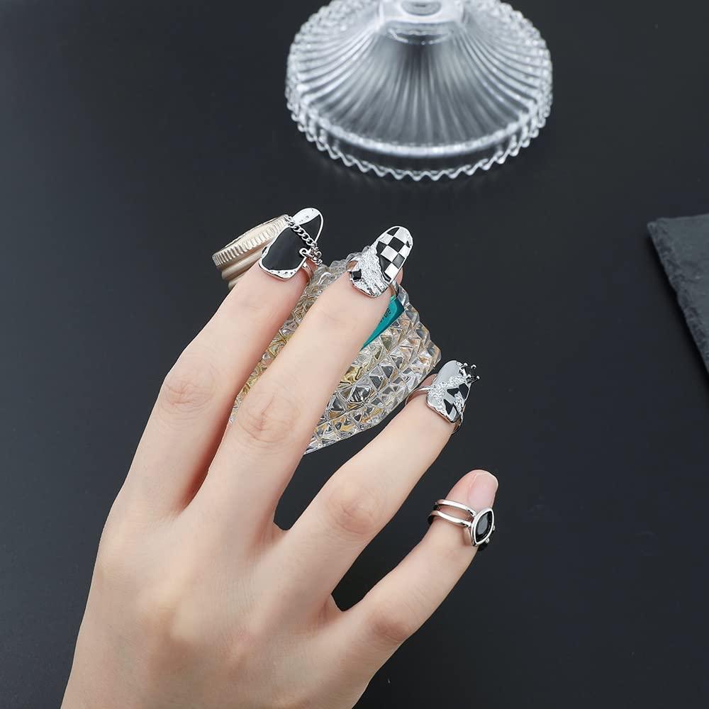 Women Finger Tip Nail Rings - Adjustable Opening Nail Art Charms  Accessories, Decoration Finger Tip Ring Claw Rings Nail Protecting  Fingernail Gift