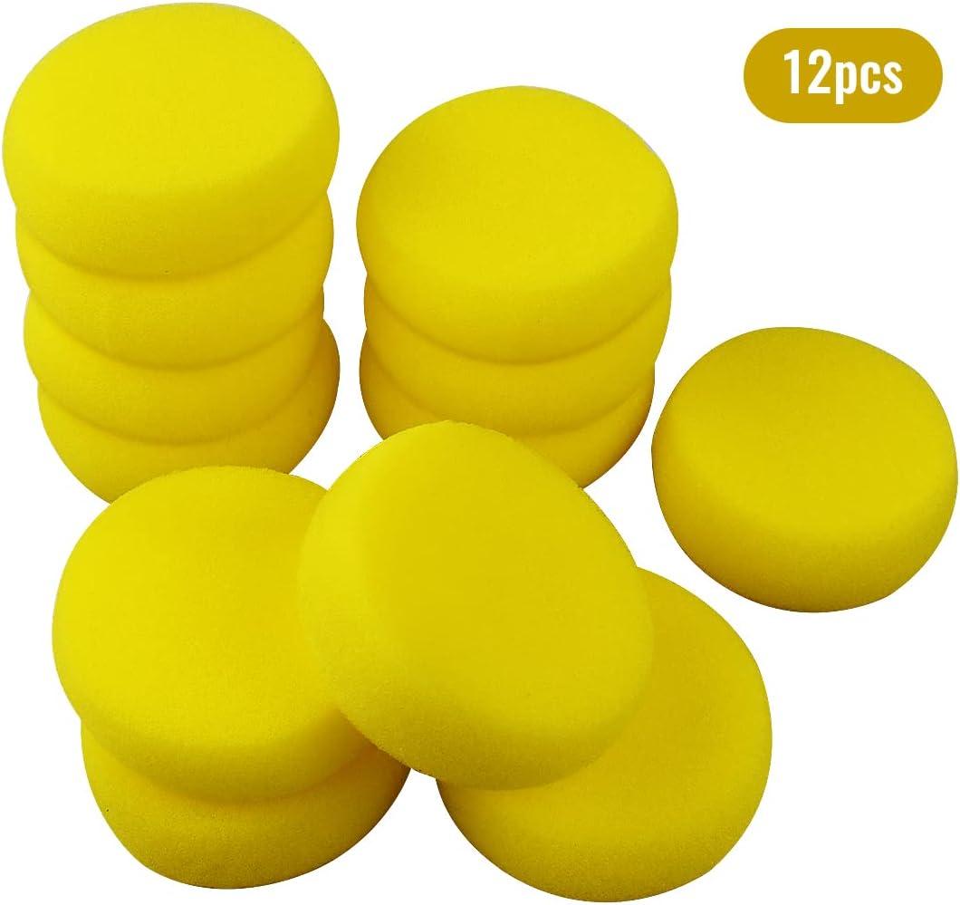 30 Pcs 2.9 inch Round Painting Sponge, 1 inch Thick Synthetic Sponge,  Watercolor Yellow Sponges for Art Crafts Pottery Ceramics Clay Painting
