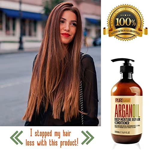 Moroccan Argan Oil Shampoo and Conditioner SLS Sulfate Free Set - Best Gift  for Damaged, Dry, Curly or Frizzy Hair - Thickening for Fine / Thin Hair,  Safe for Color and Keratin Treated Hair