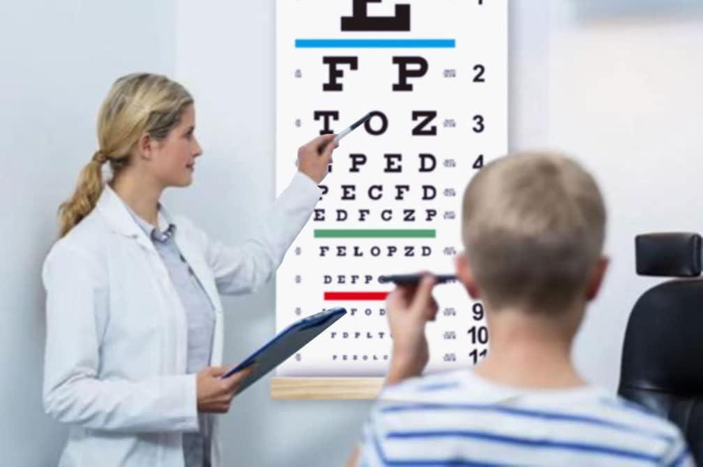 Snellen Eye Chart Eye Charts for Eye Exams 20 Feet with Wooden Frame 11x22  Inches Canvas Low Vision Eye Test Wall Chart with Eye Occluder Hand Pointer  for Kids Gifts (20 Feet