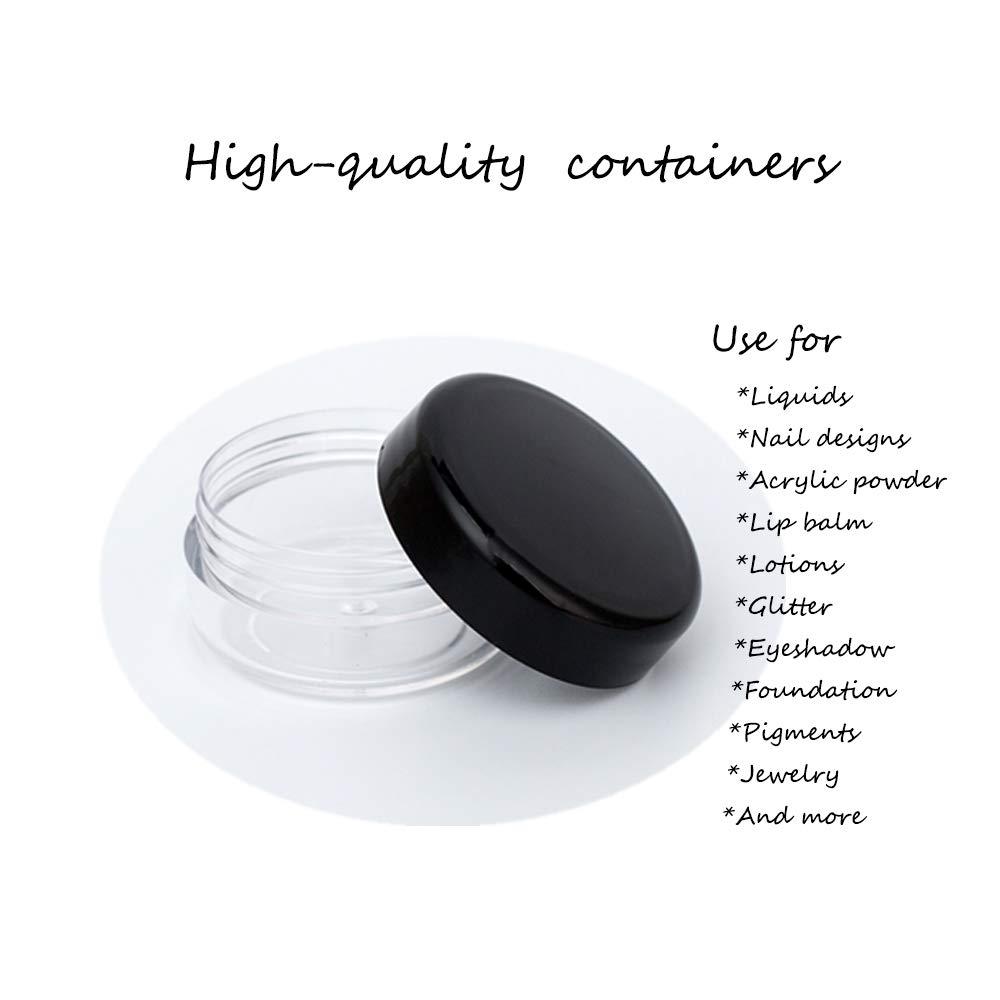 Houseables 3 Gram Jar, 3 ML, Black, 50 Pk, BPA Free, Cosmetic Sample Empty  Container, Plastic, Round Pot, Screw Cap Lid, Small Tiny 3g Bottle, for  Make Up, Eye Shadow, Nails, Powder, Paint, Jewelry