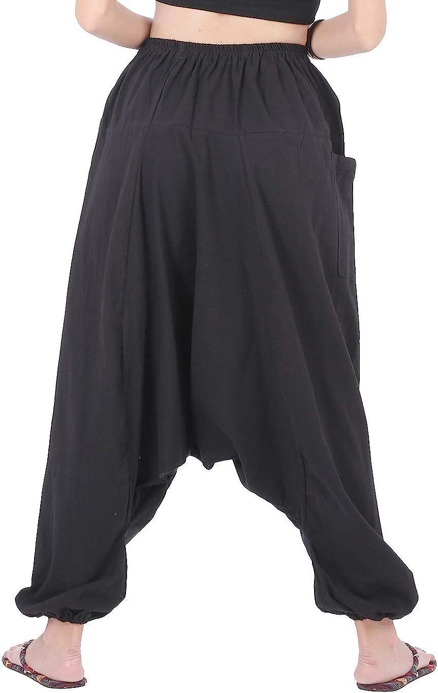 Women's Cotton Harem Pants Free Size, YellowCasual Trousers & Pants