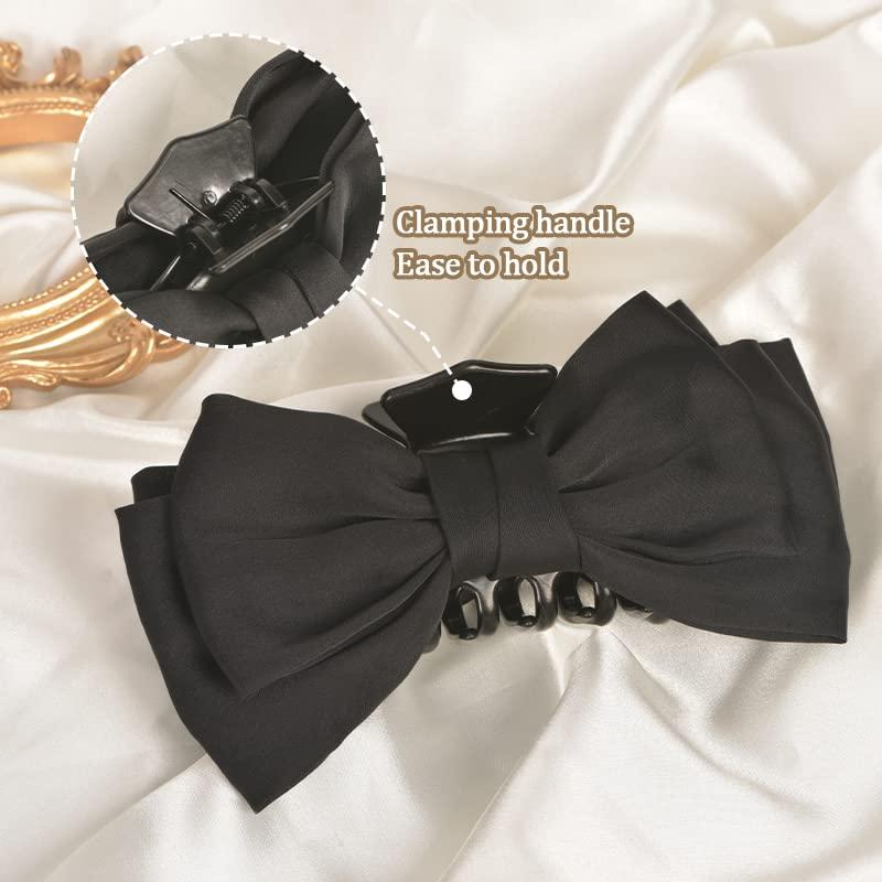Black Hair Bow Claw Clip for Women Girls Bowknot Hair Claw Jaw Clips  Barrettes for Thick Thin Hair Nonslip Claws Clamps Hair Clips for Women Big  Bows