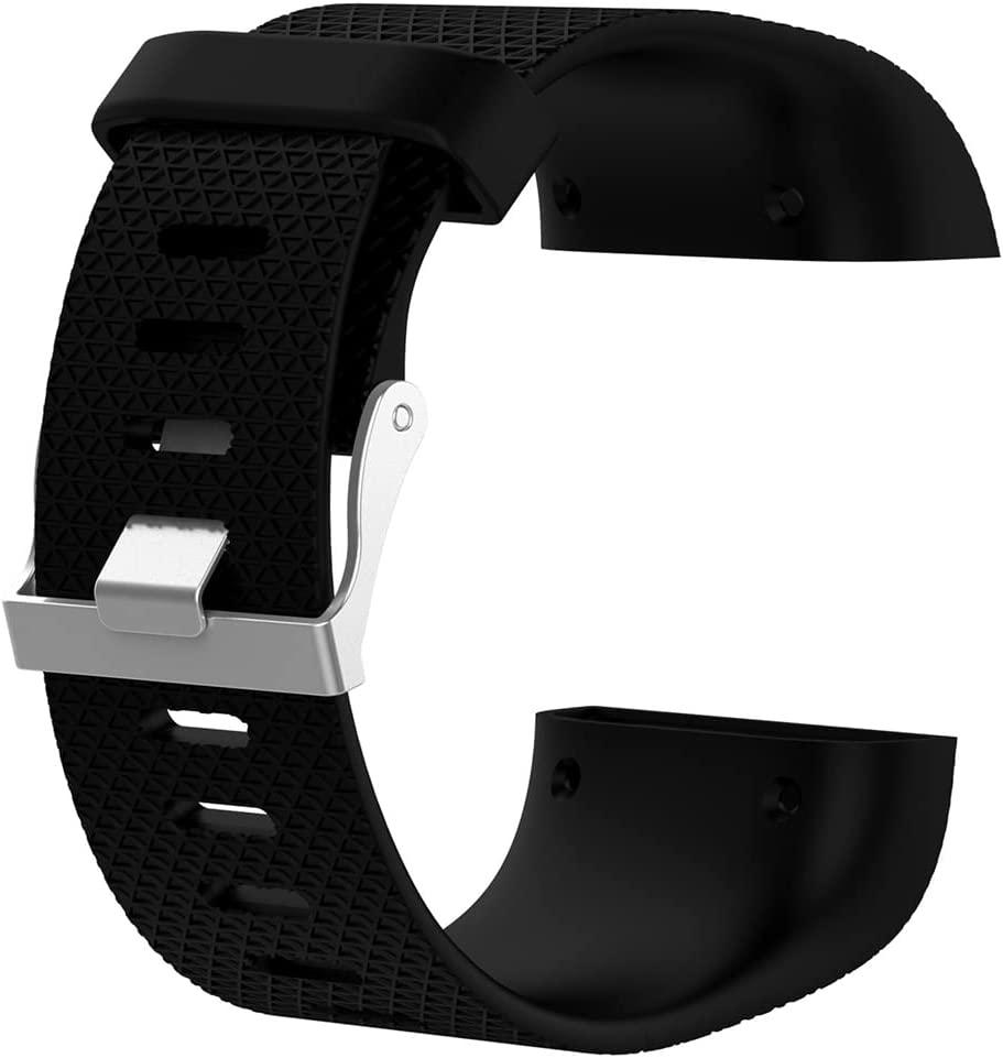 Insecten tellen vroegrijp Vanaf daar Replacement Bands for Fitbit Surge Watch, Silicone Compatible Metal Buckle  Fitness Tracker Original Wristband Strap Small&Large Black Large