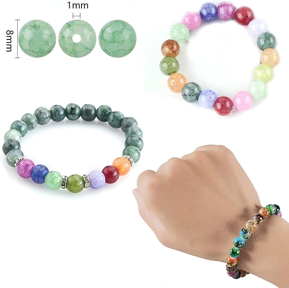 Glass Beads for Jewelry Making Kit 8MM Imitating Natural Jade Bracelets  Beads Kit - Crystal Beads for Bracelets Making DIY Earrings Necklaces Rings  jade beads
