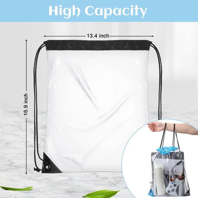 9-Piece Clear Drawstring Bags Set for Gym, Stadium, Work