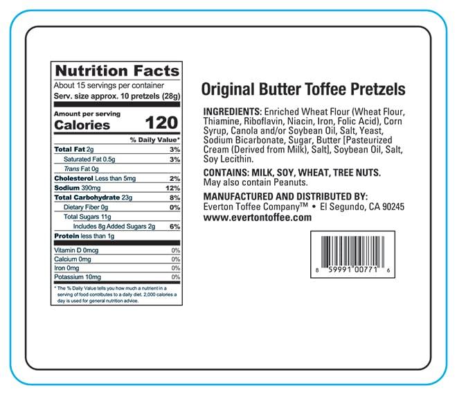 Everton Original Butter Toffee Pretzels Gourmet Artisan Butter Toffee