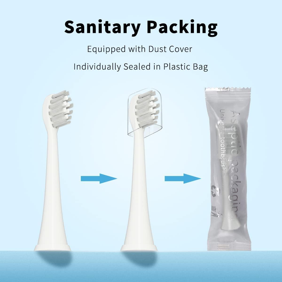 6 Pack Replacement Toothbrush Heads For Fairywill Electric Toothbrush - W Shape Design