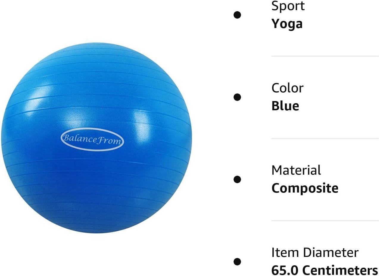 BalanceFrom Anti-Burst and Slip Resistant Exercise Ball Yoga Ball Fitness  Ball Birthing Ball with Quick Pump, 2,000-Pound Capacity, Multiple Sizes