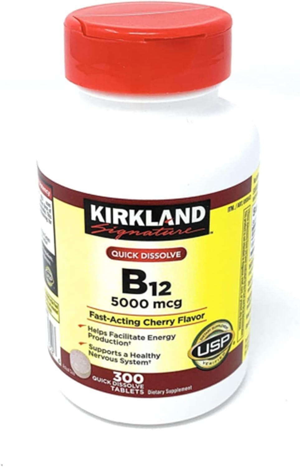 KirklandSignature Vitamin B12 5000 Mcg Supplements 300 TabletsSupport
