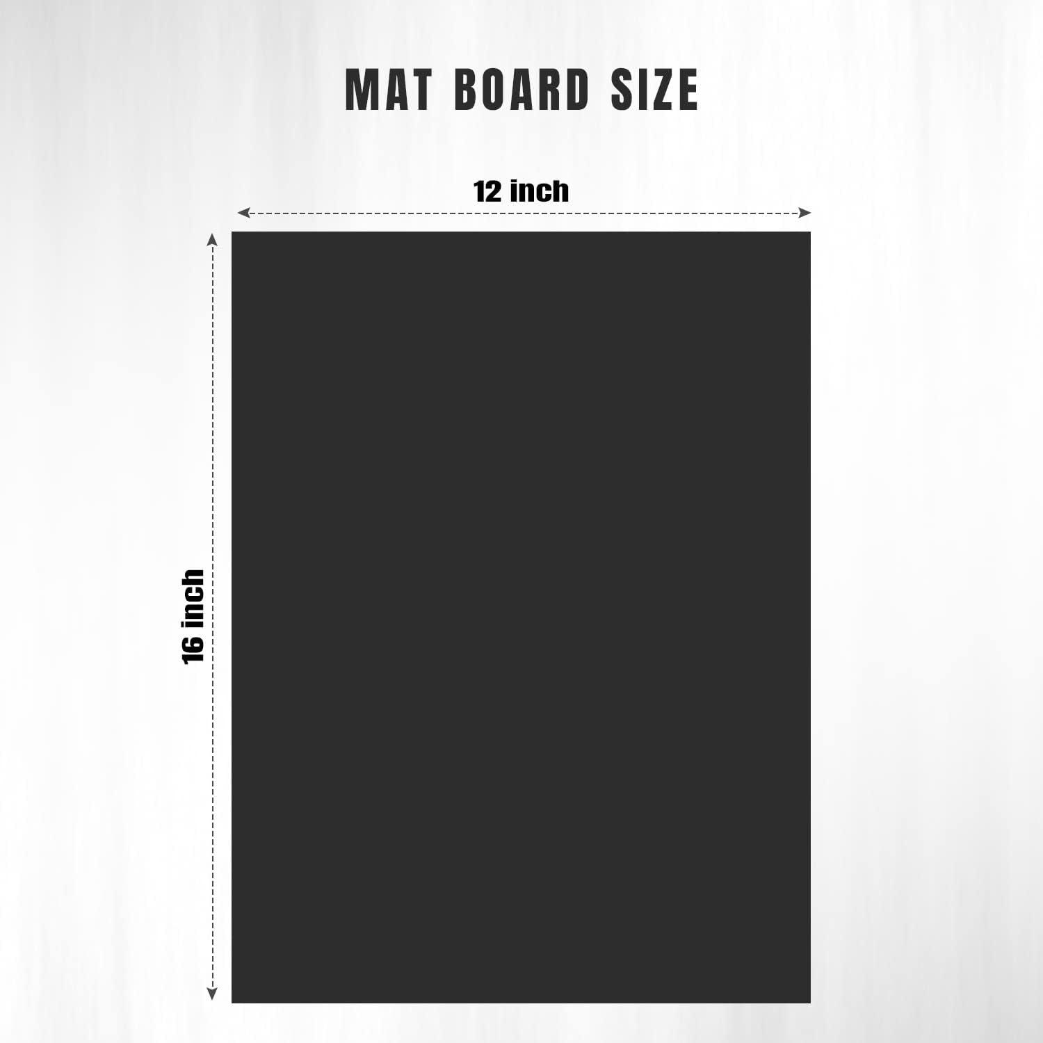 AUEAR Black 12x16 Uncut Mat Matte Boards for Picture Framing Print